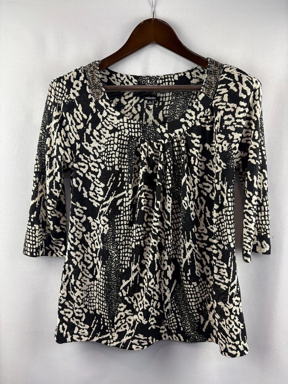 Women’s Rafaella Small Black & White Animal Print Blouse